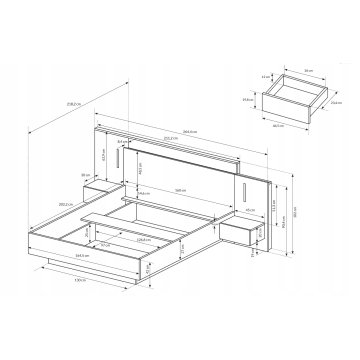 Łóżko z pojemnikiem i stolikami. BD 160