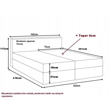 Duże łóżko kontynentalne, bonell. KAROL
