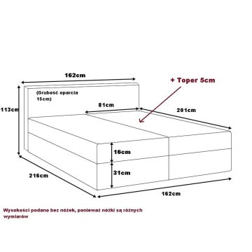 Duże łóżko kontynentalne, bonell. KAROL