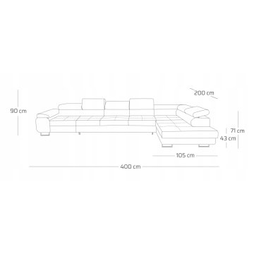 Kanapa narożna 400cm z funkcją spania. WILO XXL