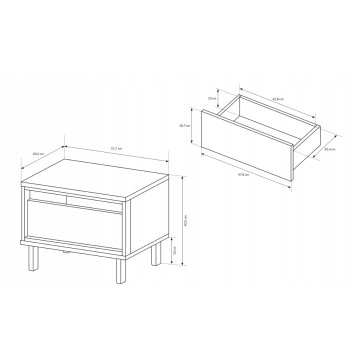 2x szafa nocna, stolik nocy Loft. Dąb Artisan. NESTI