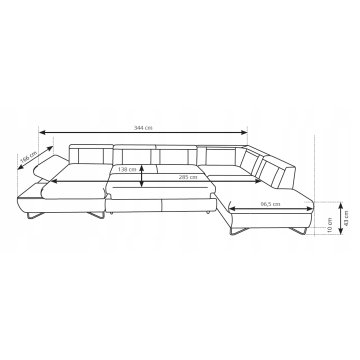 Duży narożnik w kształcie U z funkcją spania. DOHA III