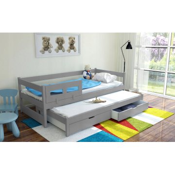 Łóżko dla dziecka drewniane z szufladą, wysuwane. ROMEK