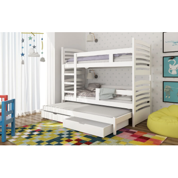 Łóżko dla dzieci potrójne piętrowe z materacem. OLIWIA P3