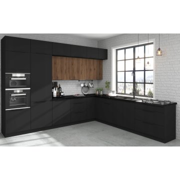 Szafka kuchenna narożna 105x60 z półką, stojąca. Czarny mat, cichy domyk. 105 ND 1F.