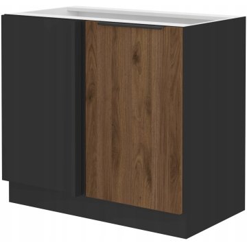 Szafka kuchenna narożna 105x60 z półką, stojąca. Orzech Okapi. Czarna. 105 ND 1F.
