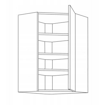 Szafka kuchenna 60x60 górny narożnik wysoki z półkami. Biały połysk. 60x60 GN-90 1F.