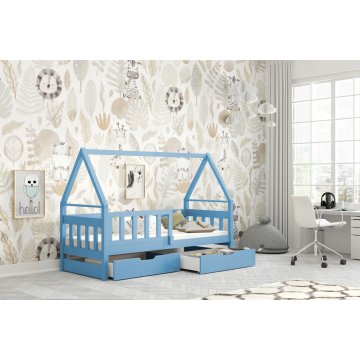 Łóżko domek dla dziecka, łóżeczko z szufladami + materac. DOMEK POJEDYNCZE