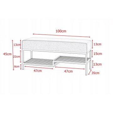 Ławka z półkami na buty 100 cm do przedpokoju z siedziskiem. ŁAWKA Z PÓŁKĄ
