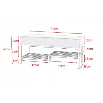 Ławka z półką na buty biała Loft do przedpokoju tapicerowana 80. ŁAWKA Z PÓŁKĄ