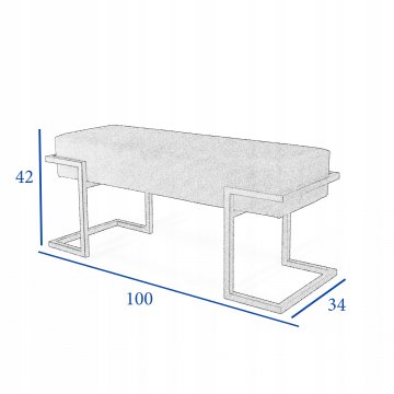 Siedzisko Ławka do przedpokoju loft czarna, złota 100 cm. Tapicerowana. ŁAWKA C 100