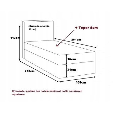 Łóżko pojedyncze z materacem. DORIS