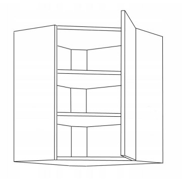 Szafka kuchenna wisząca górny narożnik z półkami. Biały połysk/Dąb Lancelot. 60x60 GN-72 1F
