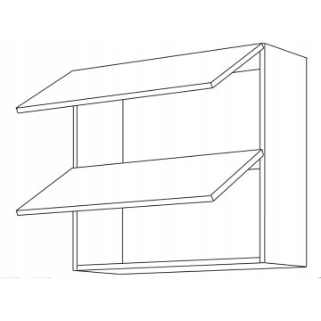 Szafka kuchenna dwudrzwiowa wisząca górna uchylna. Biały połysk/Dąb Lancelot. 60 GU-72 2F
