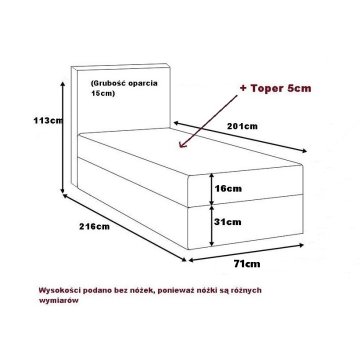 Łóżko pojedyncze z materacem. DORIS