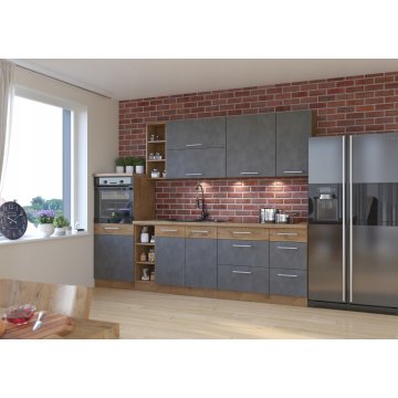 Szafka kuchenna narożnik dolny z półką. Grafit/Dąb Lancelot. 105 ND 1F